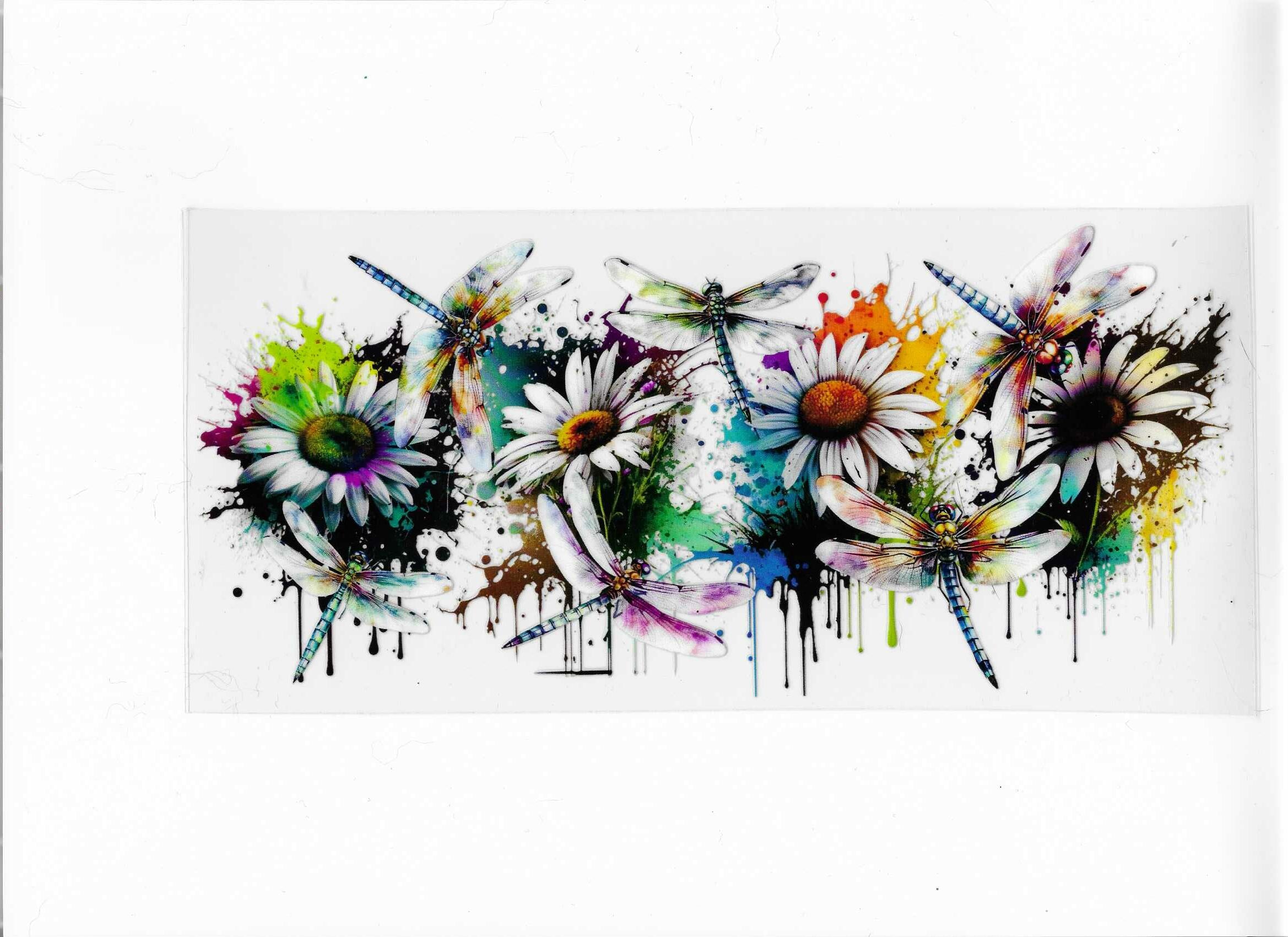 cup wrap dragonfly and flowers